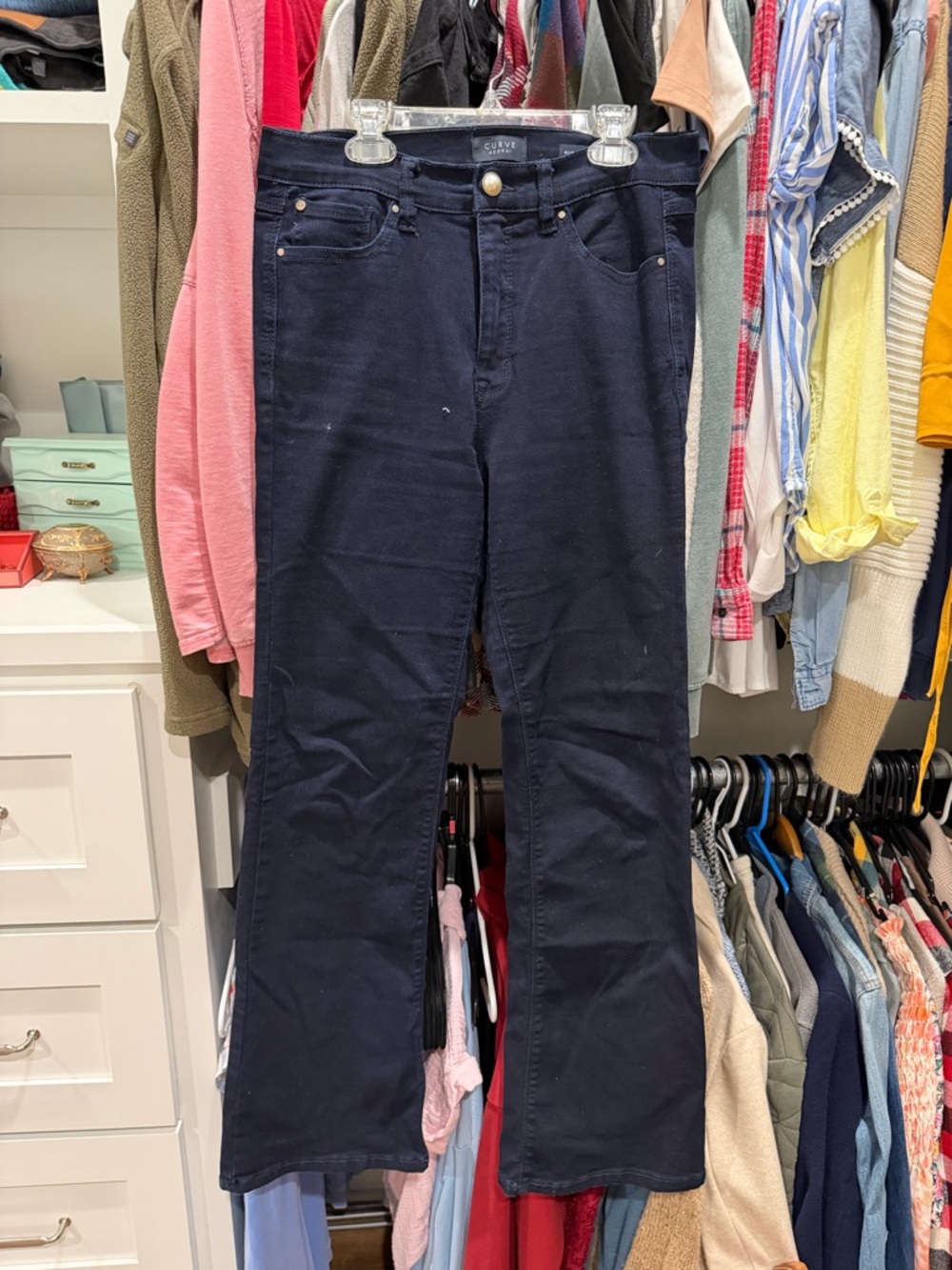 High-Rise Navy Flare Jeans — Curve & Co.